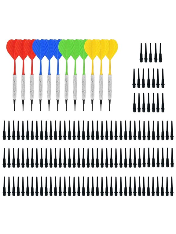 Safe Darts 12 Pieces 14g Darts Sets Soft Plastic Tip Iron Nickel Plated Shaft