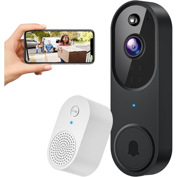 Safe Doorbell,1080p Wireless Smart Doorbell Camera with Doorbell Receiver, HD Live Image,AI Human Detection,2.4GHz Wi-Fi,Two- Way Audio,Cloud Storage,Battery Powered Camera