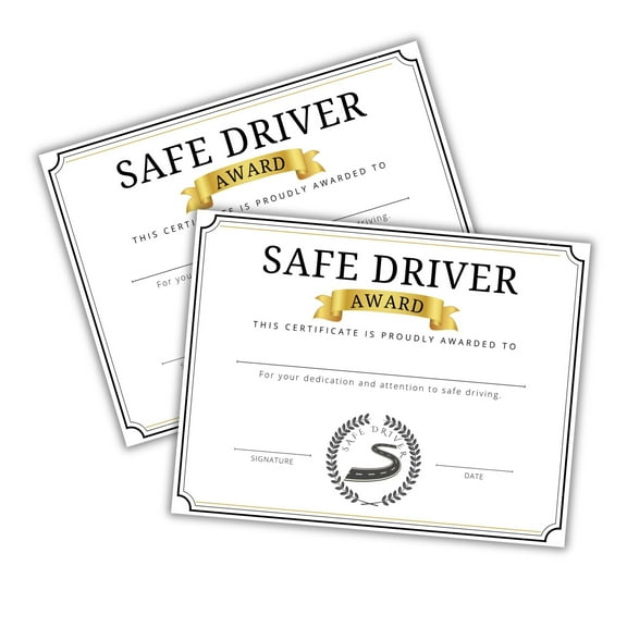 Safe Driver Award Certificate of Excellence 30pk 8.5x11 Safety Defense Driving Course Completion Company Vehicle Handbook Prayer Poster for Students Workers Employees