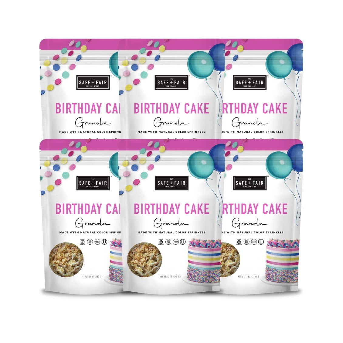 Safe fair birthday cake granola gluten free dairy free and vegan