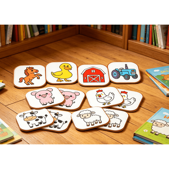 Safe Felt Play Cards, Interesting Farm Animal,farm animals,memory game