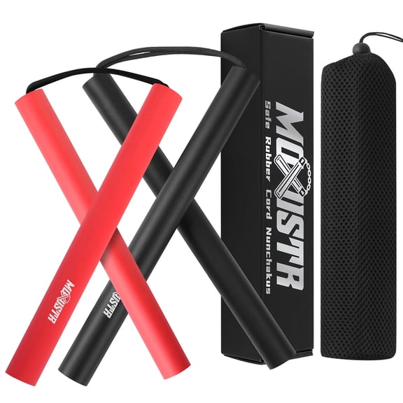 Safe Foam Rubber Cord Nunchakus Karate Upgraded for Beginners Practice and Training 2 Pack