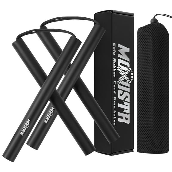Safe Foam Rubber Cord Nunchakus Karate Upgraded for Beginners Practice and Training 2 Pack