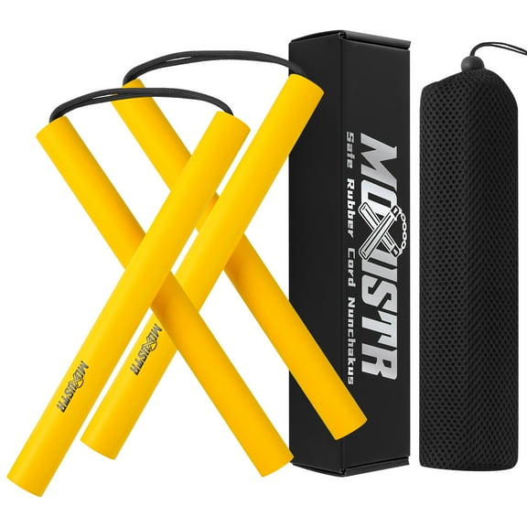 Safe Foam Rubber Cord Nunchakus Karate Upgraded for Beginners Practice and Training 2 Pack