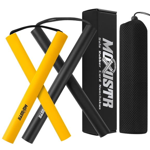 Safe Foam Rubber Cord Nunchakus Karate Upgraded for Beginners Practice and Training 2 Pack