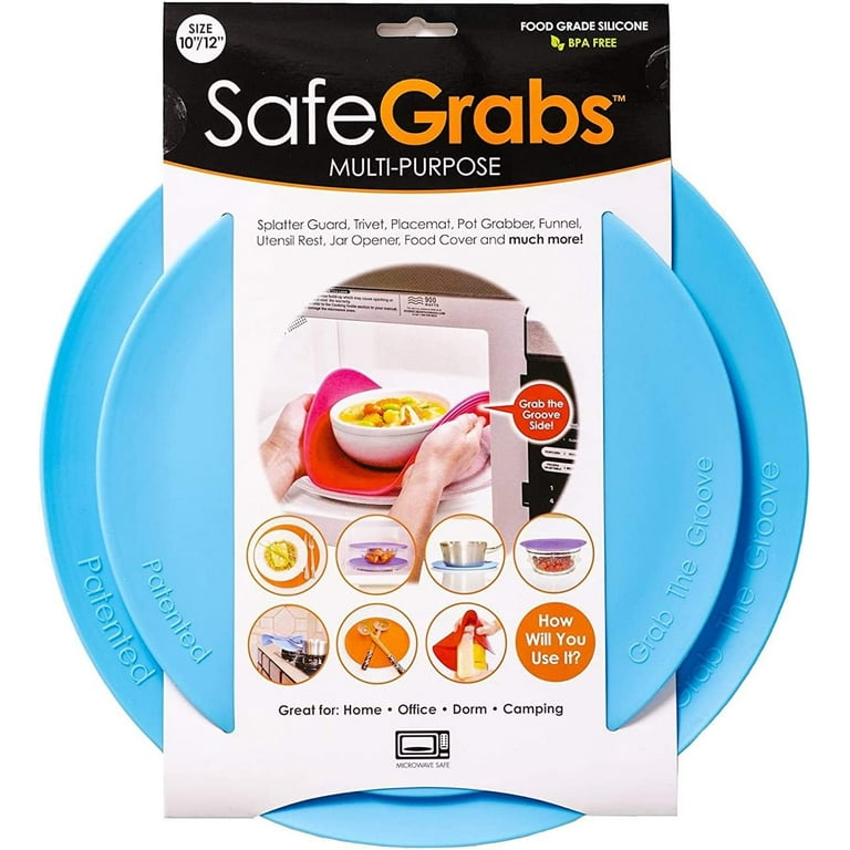 Safe Grabs: Multi-Purpose Silicone Original Microwave Mat from Shark Tank,  Splatter Guard, Trivet, Hot Pad, Pot Holder, Kitchen Tool (BPA-Free, Heat  Resistant, Dishwasher Safe), Ocean Blue 