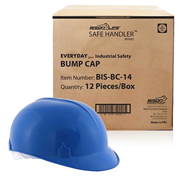 Safe Handler Bump Cap with 4 Point Pin Lock Suspension, HDPE Cap Style, Blue (Case of 12)
