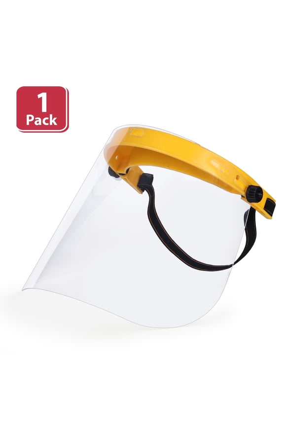 Safe Handler Clear Face Shield, Lightweight Reusable Facial Protection, One Size, Yellow (Pack of 1)