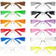 Safe Handler Clear Safety Glasses with Assorted Color Temple, Pack of 12, One Size, ANSI Z87.1, Anti-Scratch Protective Eyewear for Men/Women