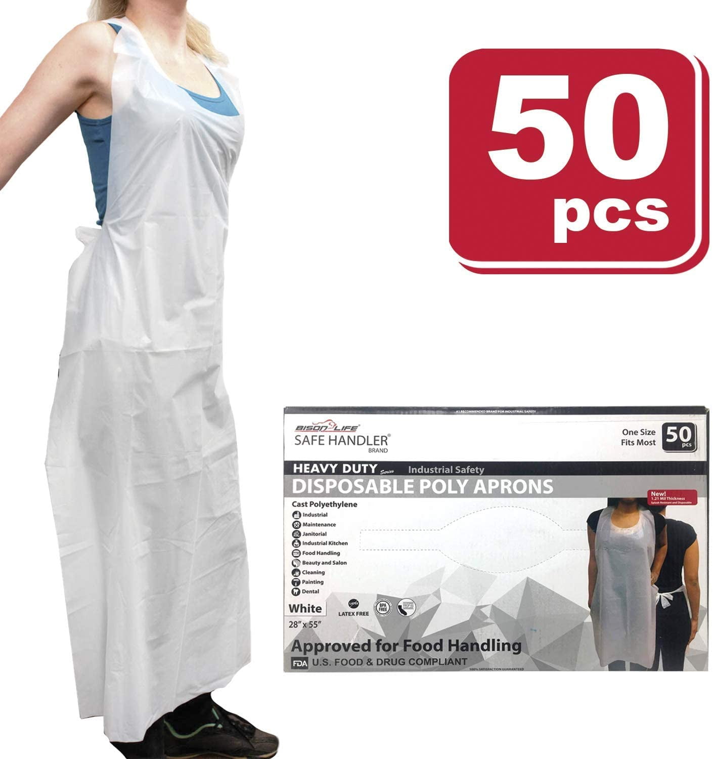 Safe Handler Disposable Poly Aprons, 1.21 Mil Thickness, Waterproof ...