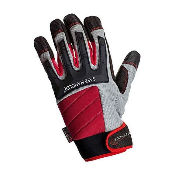 Safe Handler Dual Tact Tech Gloves, Hook & Loop Wrist Strap, Knuckle Shell, S/M