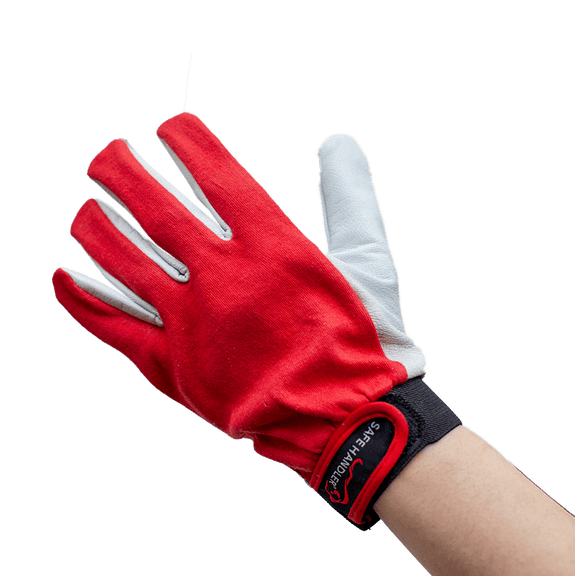 Safe Handler Eco Assembly Gloves, Single Goat Leather Palm, L/XL (Gray/White)
