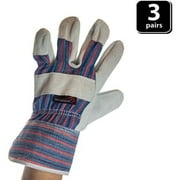 Safe Handler Economy Work Leather Safety Gloves, Heavy Duty Rugged Design, Gray