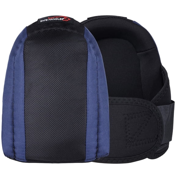 Safe Handler Flooring and Roofing Knee Pads with EVA Foam Padding, Adjustable Strap, Black/Blue