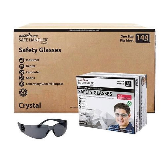 Safe Handler Full Color Black Safety Glasses For Men/Women (Pack of 144)