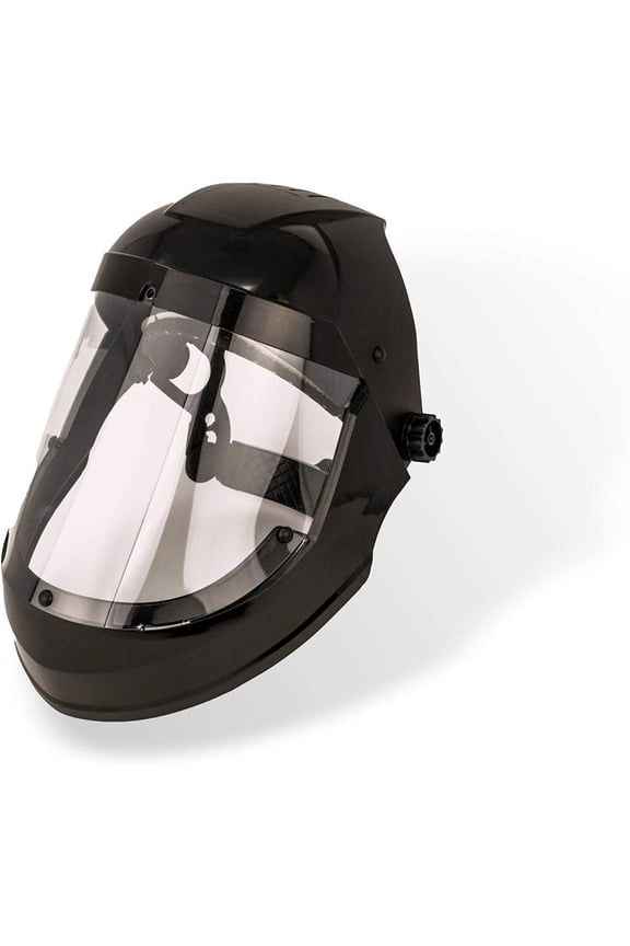 Safe Handler Full Face Protector Shield with Clear Polycarbonate Visor, Reusable Safety Face Shield, Black (Pack of 1)