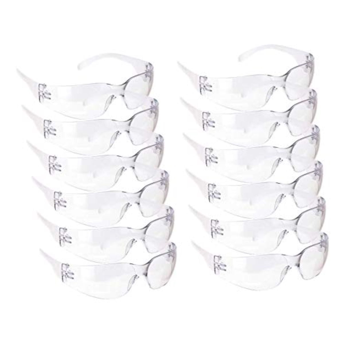 Safe Handler Hyline 12 Pack Clear Lens Clear Temple Safety Glasses For Men/Women, UV Protection