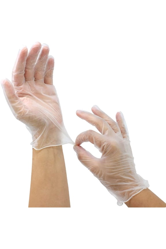 Safe Handler Industrial Vinyl Disposable Work Gloves, Powder-Latex Free, OSFM (Pack-100)