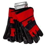 Safe Handler Premium Leather Work Gloves, 3 Safety Cuff Gloves, OSFM, Red/Black 3 Pairs