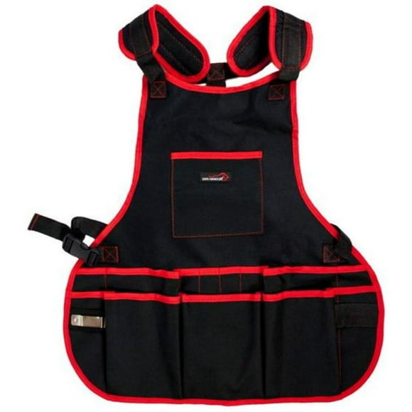Safe Handler Professional 16 Pocket Tool Apron, Fully Adjustable, Black/Red (Pack of 1)