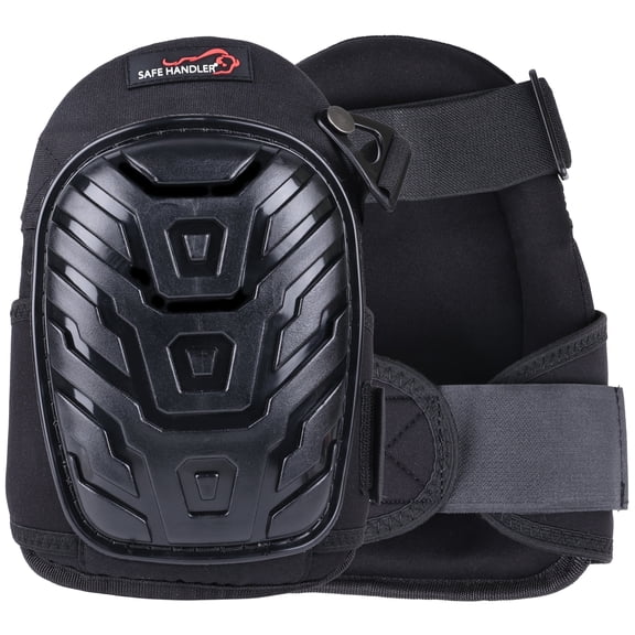 Safe Handler Professional Crystal Gel Knee Pads for Work with Soft EVA Foam and Gel Cushion — Heavy Duty Tough Cap, Reinforced Adjustable Buckle Straps