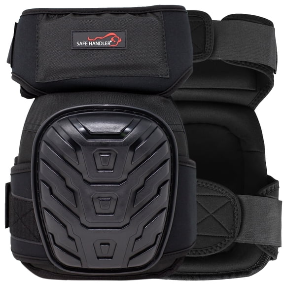 Safe Handler Professional Extra Long Crystal Gel Knee Pads with Heavy Duty Foam Padding, Strong Double Straps, 1 Pair