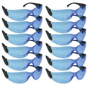 Safe Handler Protective Blue Lens Black Temple Safety Glasses For Men/Women (Box of 12)