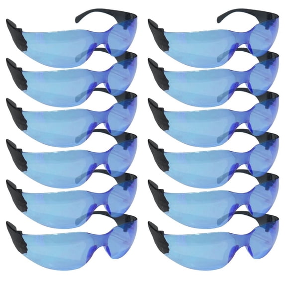 Safe Handler Protective Blue Lens Black Temple Safety Glasses For Men/Women (Box of 12)