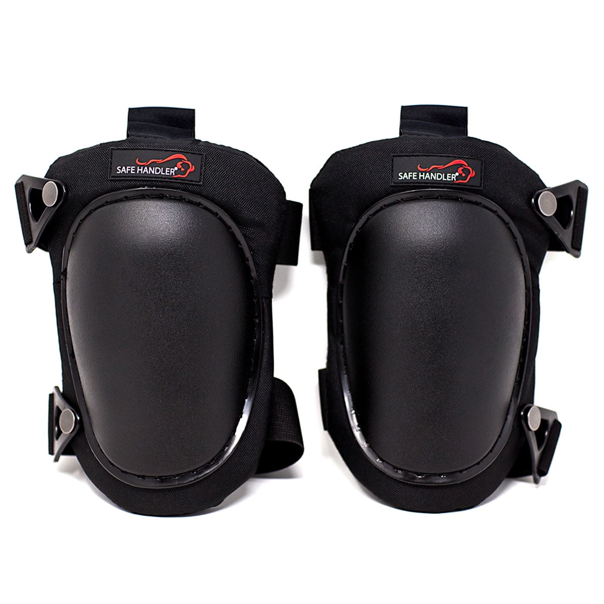 Safe Handler Heavy Duty Protective Knee Pads for Work, EVA Foam, Hook and Loop Closure, One Size Unisex, Black, 1-Pair
