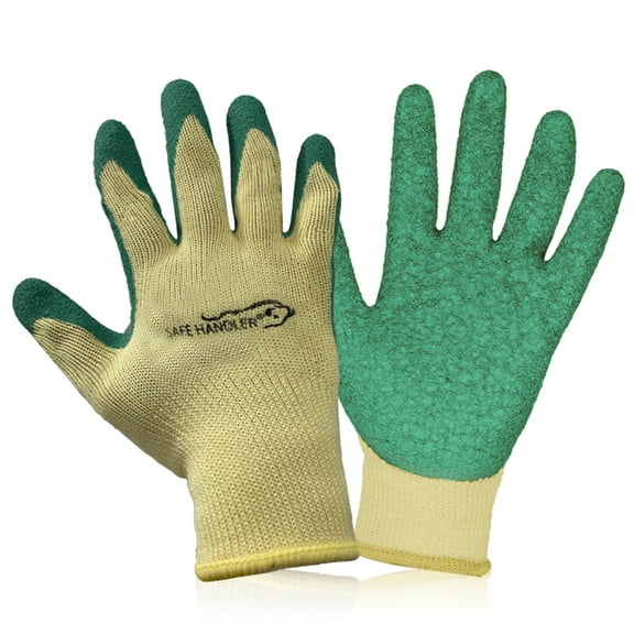 Safe Handler Ultra Stretch Thick Grip Gloves, Latex Crinkle Coated Grip, OSFM, Green