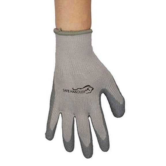 Safe Handler Ultra Stretch Thick Grip Gloves, Latex Crinkle Coated Grip, OSFM, Grey