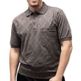 thumbnail image 1 of Safe Harbor Diamond Short Sleeve Banded Bottom Shirt in Taupe Sizes M-XXL, 1 of 2