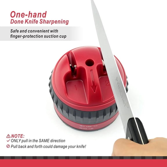 Safe Knife Sharpener, One-Hand-Done-Sharpening Non Slip with Suction Cup, Knife Sharpen Tool for Straight Smooth Blades Knives, Quick and Easy Kitchen Manual Sharpening for Razor Sharp,