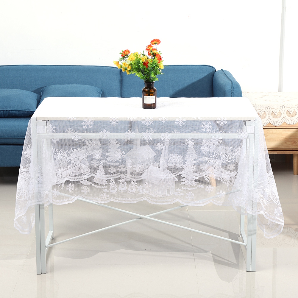 Safe Lace Tablecloth Christmas Element Holiday Party Table Cover Home