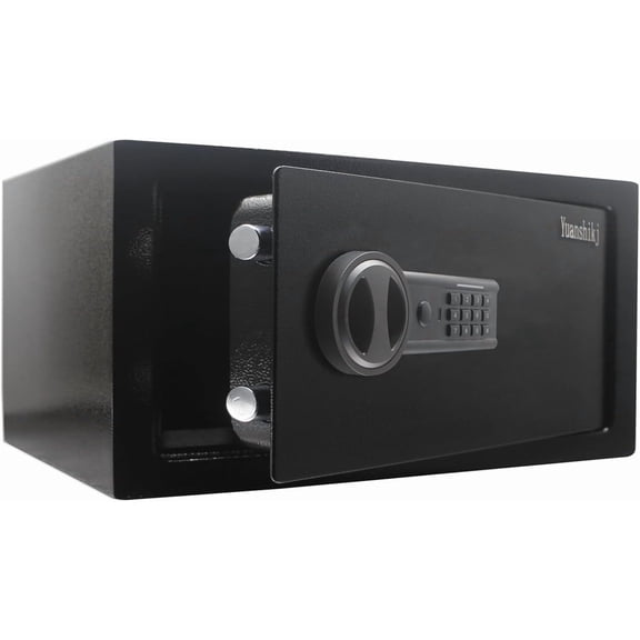 Safe Lock Box with Keypad and Power Input Port,for , , Documents, 16.93" W x 14.57" D x 9.06" H (Black, 1.3Cubic )