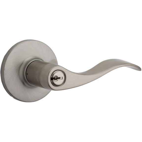 Safe Lock - Layton Lever, Entry Door with Lock and Key, Satin Nickel Finish