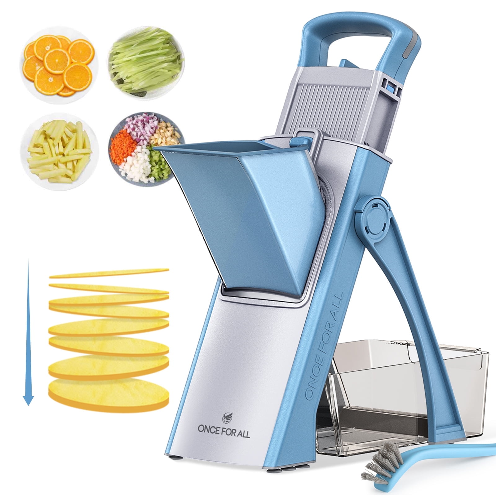 ONCE FOR ALL Mandoline Food Slicer, Safe Handheld Veggie Dicer & Rapid Prep Machine