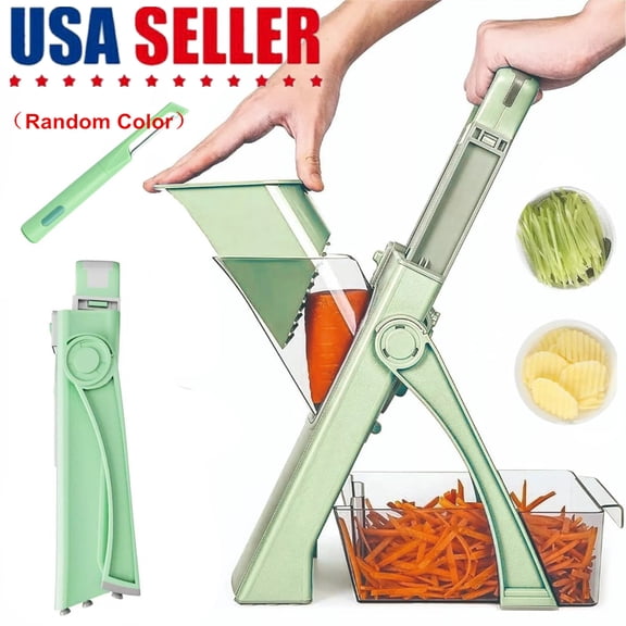 Safe Mandoline Slicer Adjustable Vegetable Slicer Shredder Dicer Cutter, Multi‑Function Food Chopper & Grater for Kitchen, Potato, Tomato, Carrot, Fruit & Vegetable Cutting