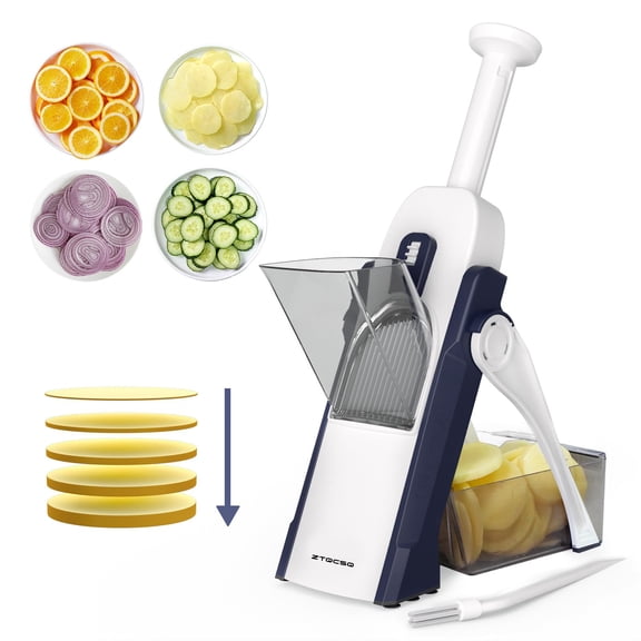 Safe Mandoline Slicer for Kitchen, Vegetable & Food Cutter & Thickness Adjustable 0.1-8 mm. Easy to Clean, Storage, Kitchen Faster Slice Artifact (Only Slice) (Blue)