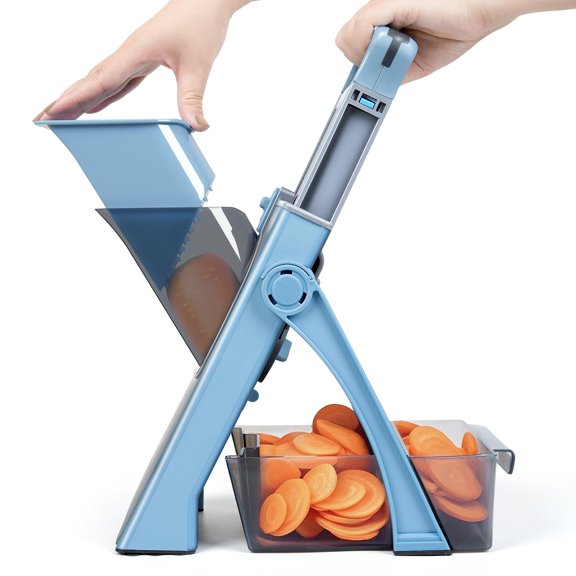 Safe Mandoline Slicer Plus Adjustable Vegetable Chopper, Stainless Steel Blade, BPA-Free, Sky Blue