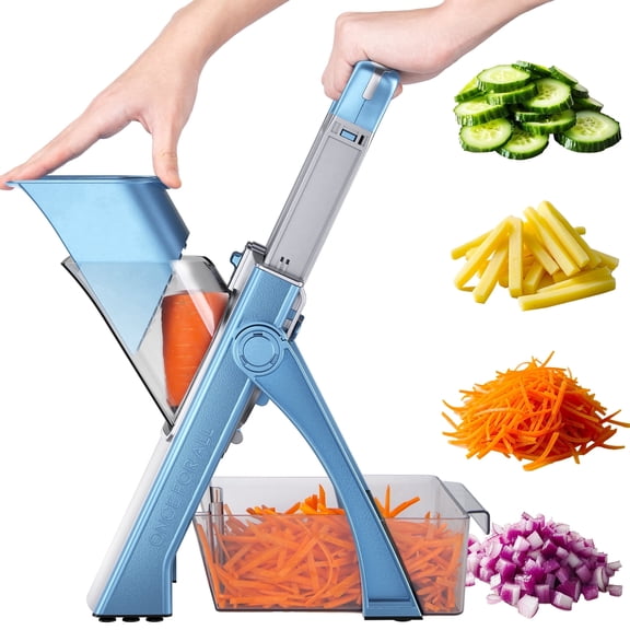 ONCE FOR ALL Vegetable Slicer, Manual Food Chopper, Julienne, Dice, Slice & Chop, Safe Kitchen Gadget, Dishwasher Safe, Easy Meal Prep for Fruits & Veggies