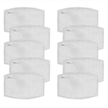 Safe+Mate Adult 5 layer PM 2. 5 Carbon Filter Mask Replacement Inserts (S/M) (L/XL) - White(10 Pack)