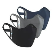 Safe+Mate Cloth Face Mask - Adult S/M - Washable & Reusable - 3 Pack Face Masks of Black, Navy & Gray