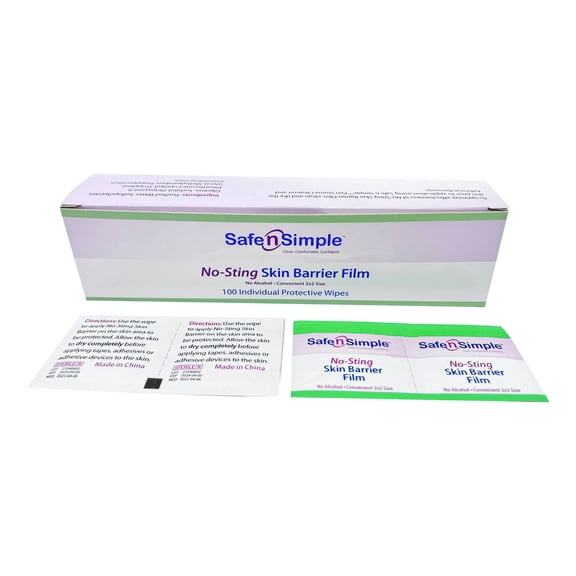 Safe N Simple No-String Skin Barrier Film, Non-Sterile, Individual Packet Wipes, 100 Ct