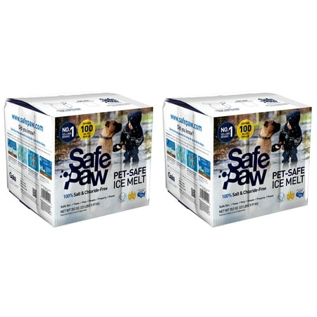 Safe Paw Pet Safe Ice Melt, 100% Salt and Chloride free with Traction Agent, Non-Toxic, Fast Acting, Lasts 3X Longer – 22 Lbs, 2 Pack