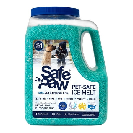 Safe Paw Pet Safe Ice Melt, Salt & Chloride Free with Traction Agent - Fast Acting, 8 Lbs
