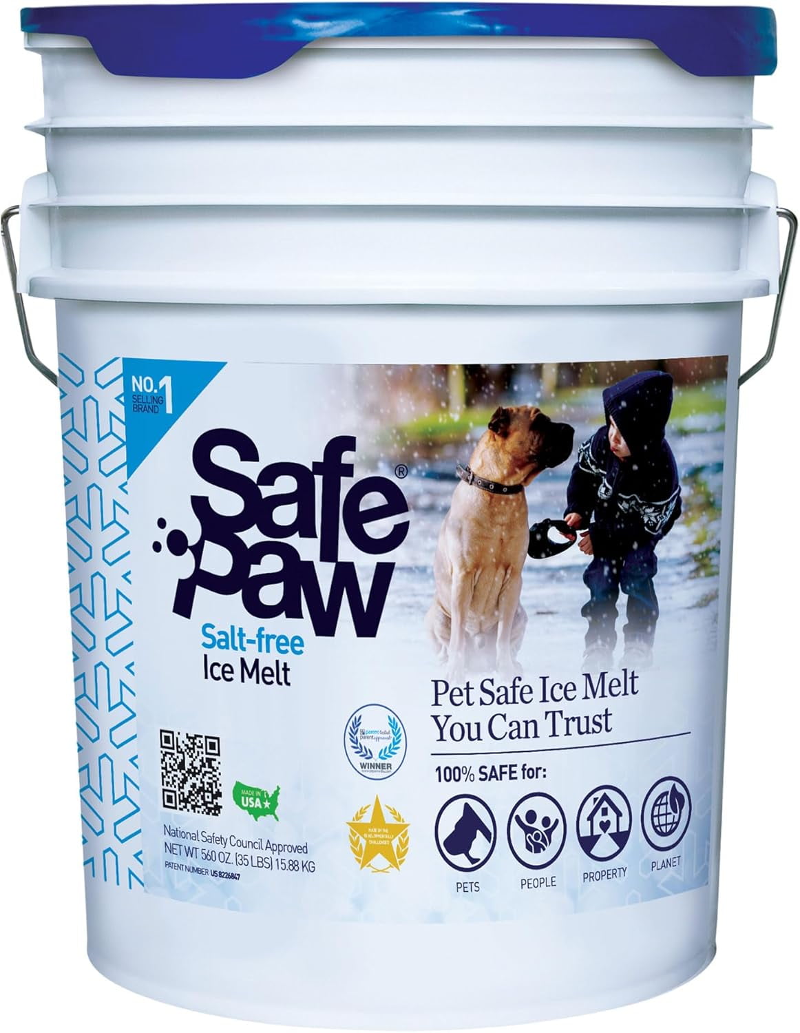 Safe Paw Pet Safe Ice & Snow Melt, Quick-Action Salt-Free & Chloride-Free De-icer, 35 Lb