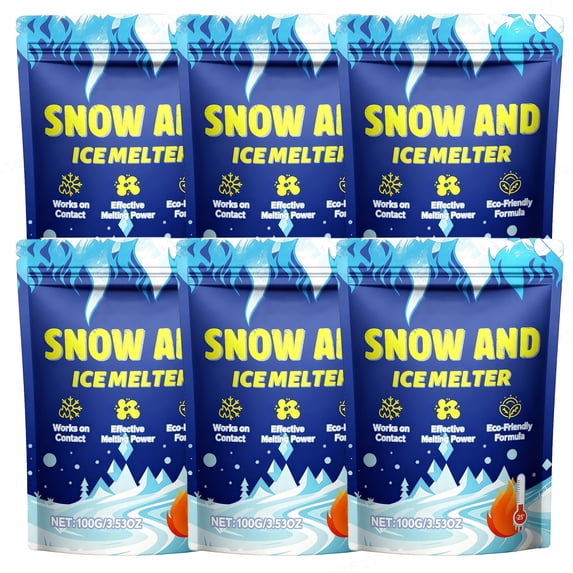 Safe for Pets Ice Melter 100g/3.53oz Pet Safe Ice Snow Melter Winter De-Icer for Driveway Patio Sidewalk Easy to Clean Ice Melt Granules pet friendly ice melt,6PC-600g