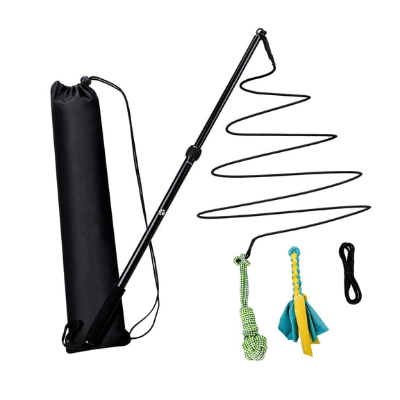 Safe Retractable Teaser Rope With Chew Toy NonSlip Grip