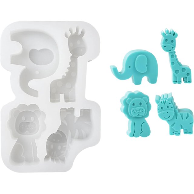 Safe Silicone Animal Mould Silicone Animal Cake Molds 4 Cavity Baking